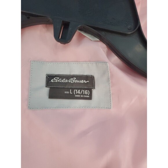 Girl Water Repellent Jacket Sz LG Hooded Rain Lightweight Coat  Pink &  Grey - Picture 16 of 16